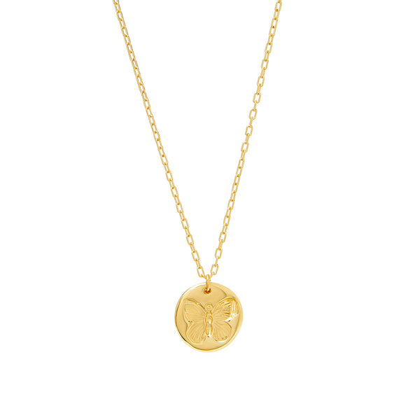 CARI BUTTERFLY DISC NECKLACE - 3/4"