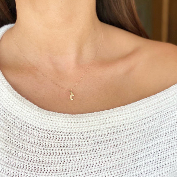 C - OLD ENGLISH INITIAL NECKLACE - 1/4"