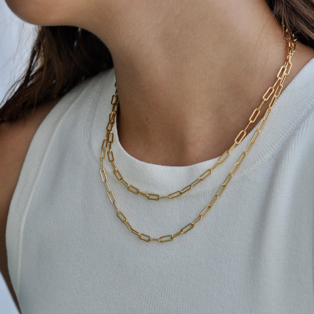LUCY MEDIUM LINK PAPERCLIP CHAIN - GOLD FILLED - NECKLACES