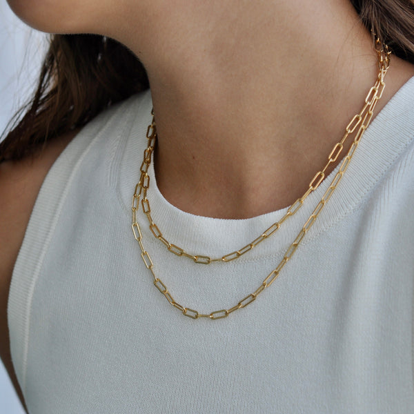 LUCY MEDIUM LINK PAPERCLIP CHAIN - GOLD FILLED - NECKLACES