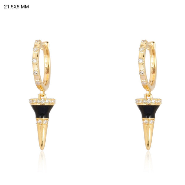 EMELIA DIAMOND BLACK ENAMEL EARRINGS