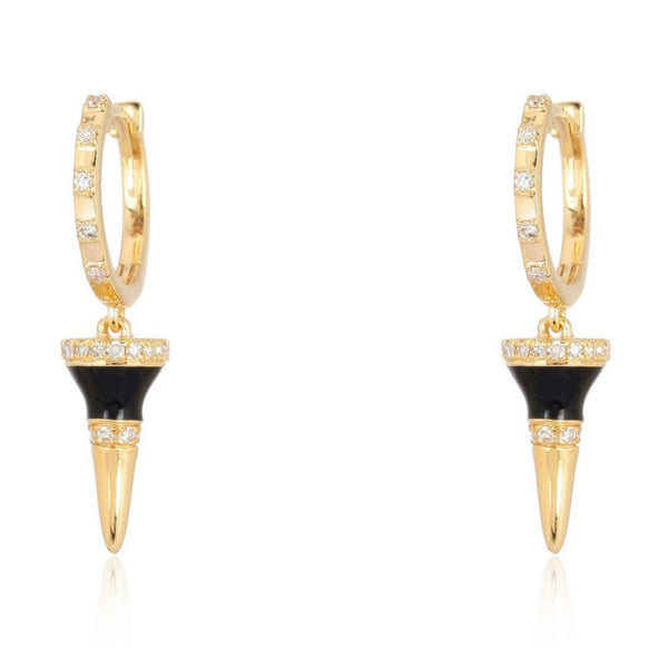 EMELIA DIAMOND BLACK ENAMEL EARRINGS