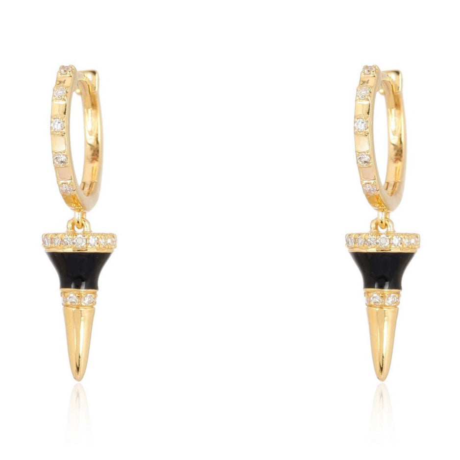 EMELIA DIAMOND BLACK ENAMEL EARRINGS