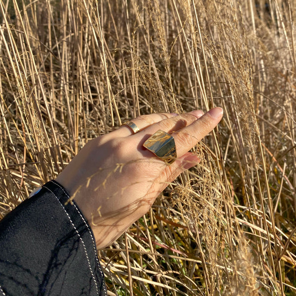 STELLA SQUARE 14K GOLD RING