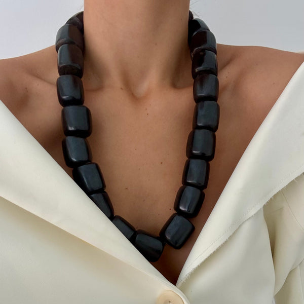 BATIK BLACK  BEADED NECKLACE