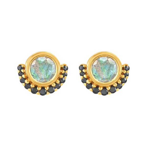 ELSIE LABRADORITE & BLACK SPINEL LUNAR ECLIPSE STUDS