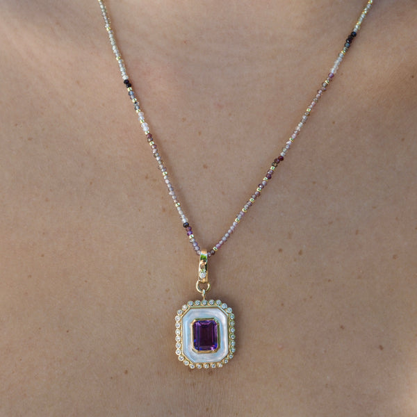 COCO AMETHYST - MOTHER OF PEARL RECTANGLE PENDANT ONLY