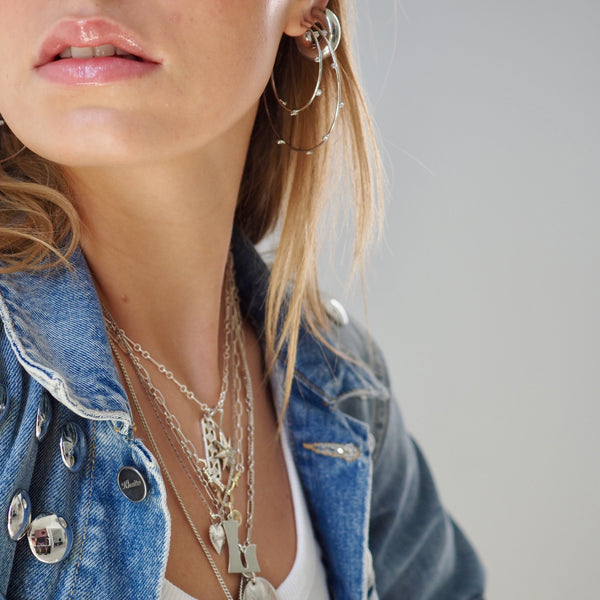 DEMI  CZ BALL HOOP EARRINGS