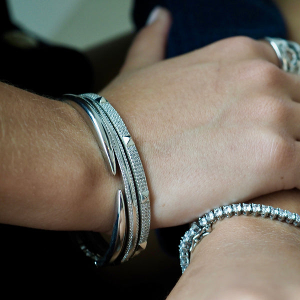 JILLIAN- CZ BANGLE BRACELET CUFF - SET OF 3