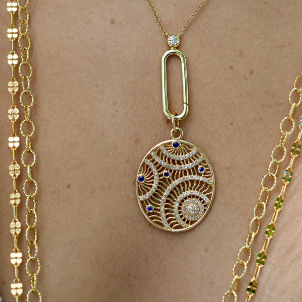 BECKY OVAL FILAGREE PENDANT NECKLACE