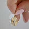 BIANCA OVAL FLUTED DISC PENDANT NECKLACE