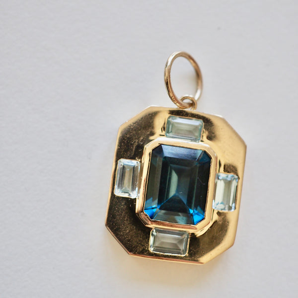 HARLEE BLUE TOPAZ OCTAGON PENDANT ONLY