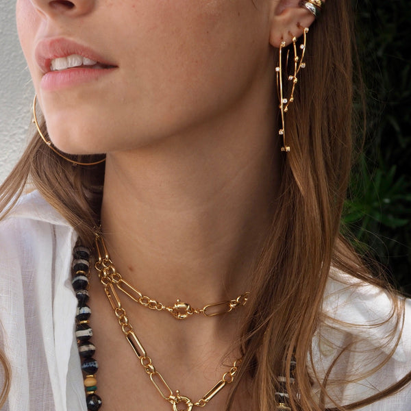 DEMI  CZ BALL HOOP EARRINGS