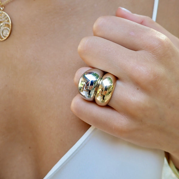 BILLY WIDE DOMED GOLD BAND RING