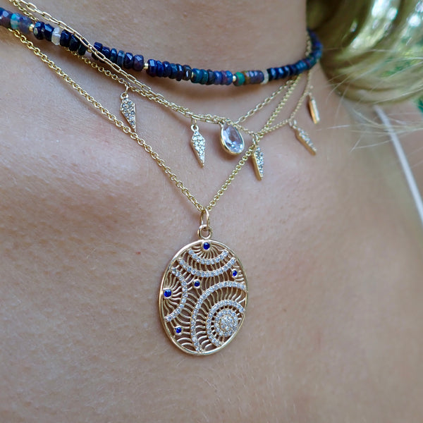 BECKY OVAL FILAGREE PENDANT NECKLACE