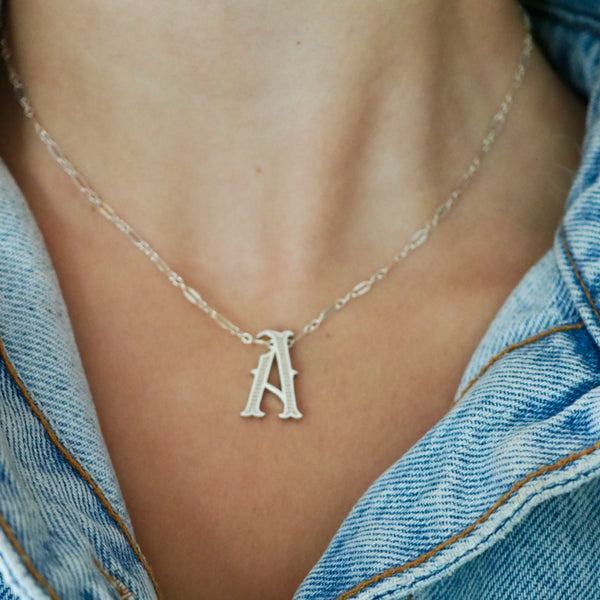 ALEXX  ETCHED A INITIAL NECKLACE