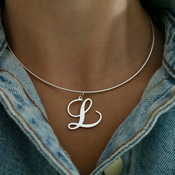 L CURSIVE INITIAL PENDANT NECKLACE