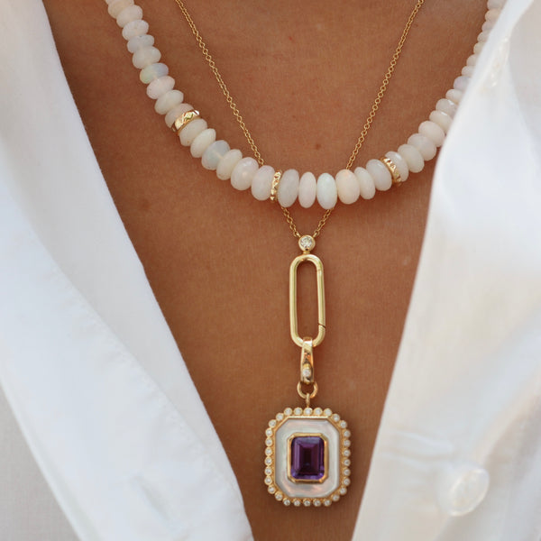 COCO AMETHYST - MOTHER OF PEARL RECTANGLE PENDANT ONLY