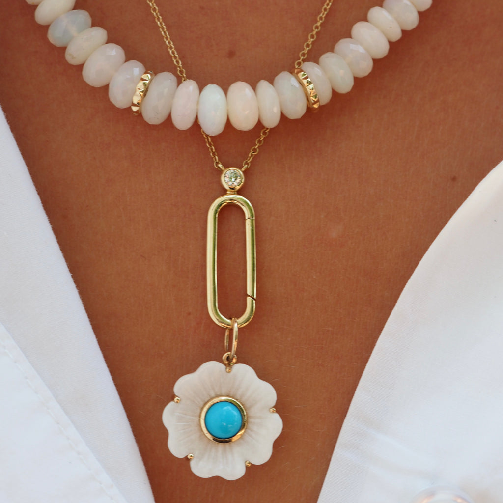 BROOKE WHITE + TURQUOISE FLORAL CHARM