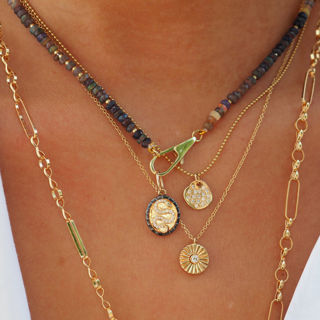 VIA SAPPHIRE BEADED NECKLACE WITH GOLD CLOSURE