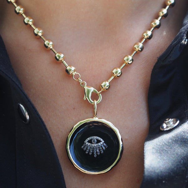 ASHE LASHED EVIL ENAMEL DISC NECKLACE