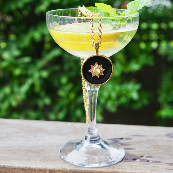 BILLIE BLACK ENAMEL BURST  DISC STATEMENT NECKLACE