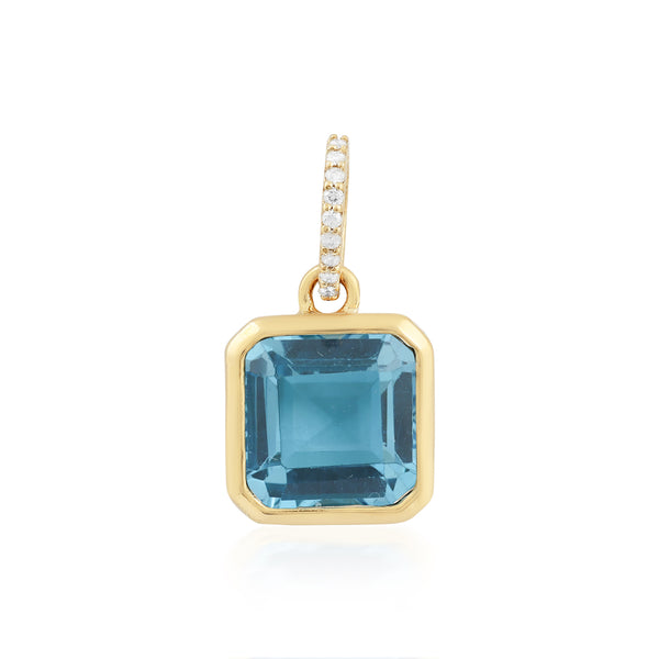 BLUE TOPAZ SQUARE CHARM- PENDANT