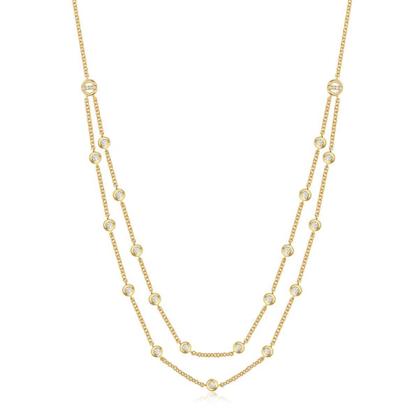 EDEN BEZEL DOUBLE 14K CHAIN NECKLACE