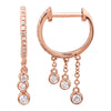 SAMARATRIPLE CHAIN  DANGLE DIAMOND HUGGIE EARRINGS