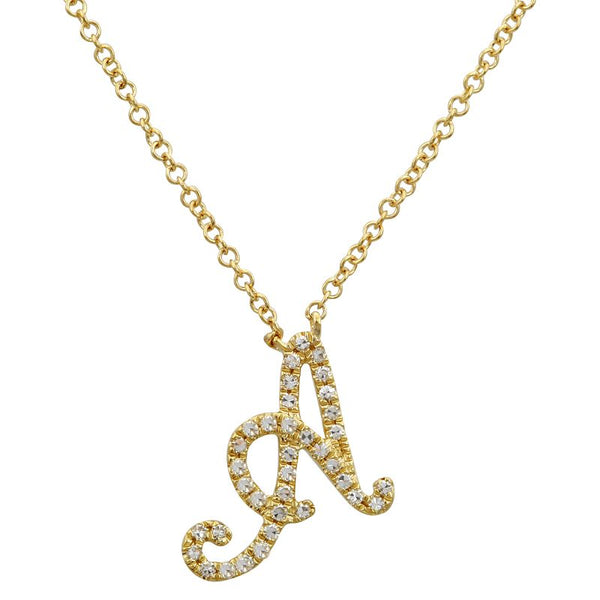 SCRIPT DIAMOND INITIAL NECKLACES