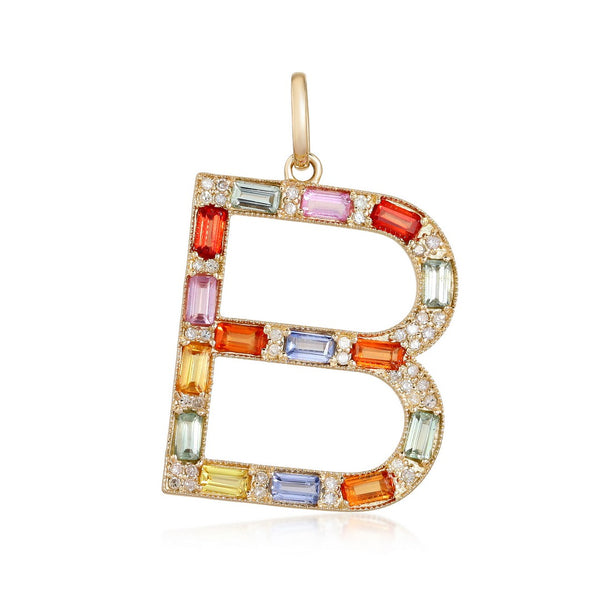 B - MULRI SAPPHIRE INITIAL NECKLACE