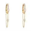 BEAN HUGGIE DIAMOND/CHAIN DROP EARRINGS