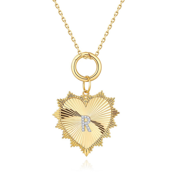 CUSTOM INITIAL FLUTED HEART NECKLACE