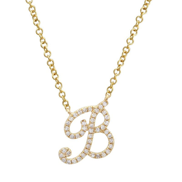 SCRIPT DIAMOND INITIAL NECKLACES