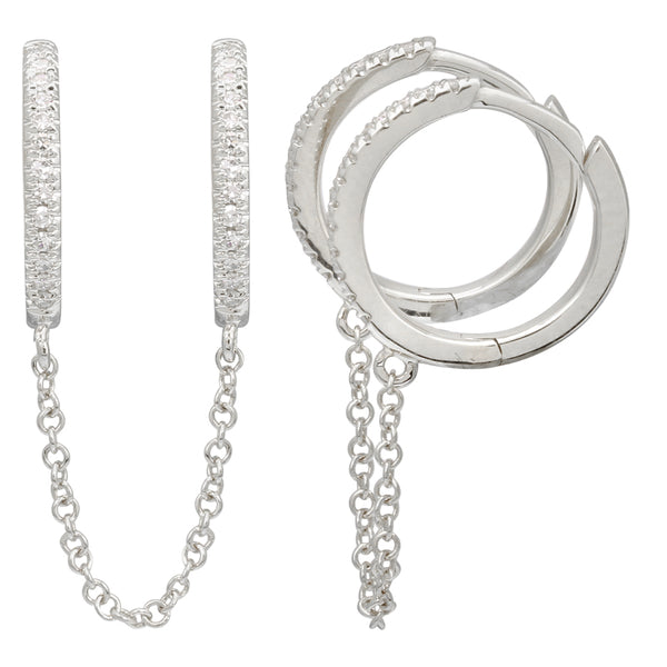 RACHEL DIAMOND DOUBLE HUGGIE EARRINGS