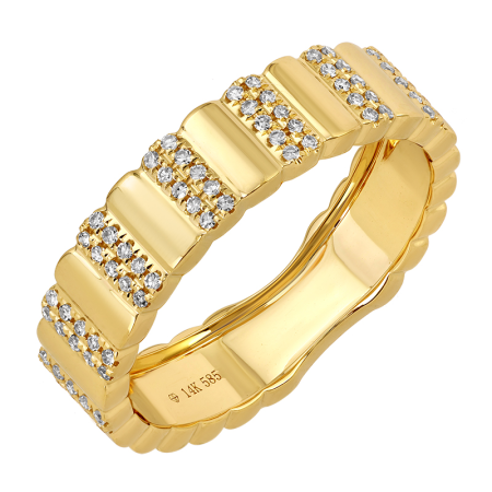 BEAM FLUTED GOLD + DIAMOND RING
