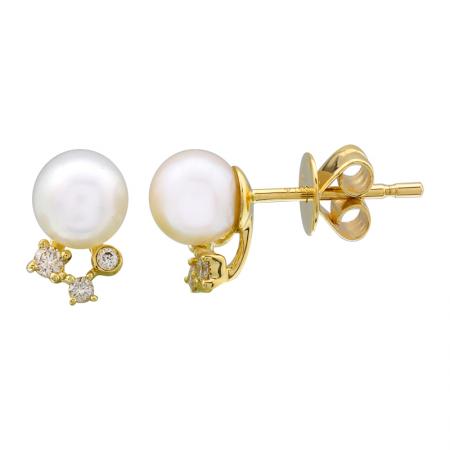 LARSON TRIPLE DIAMOND/ PEARL STUD EARRINGS