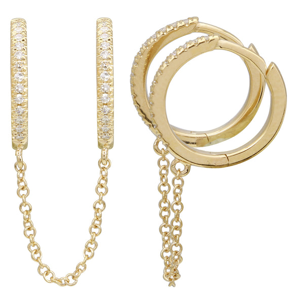 RACHEL DIAMOND DOUBLE HUGGIE EARRINGS