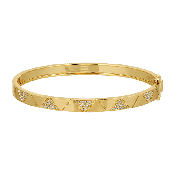 KINGSLEY GOLD + DIAMOND TRIANGLE PATTERN  BANGLE BRACELET