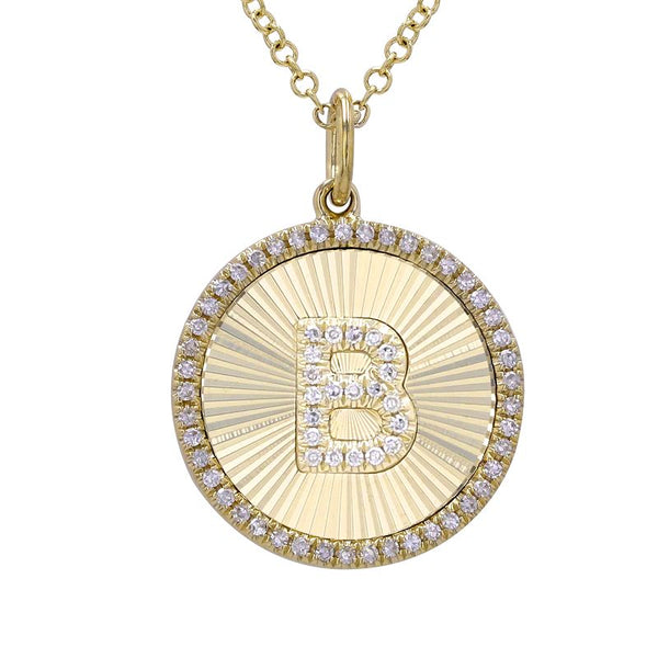 FLUTED  INITIAL DISC NECKLACES