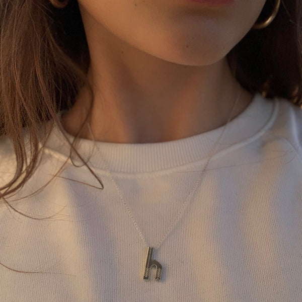 H - ETCHED iINITIAL NECKLACE