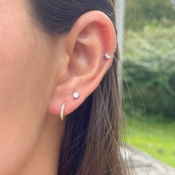 BEA PAVE HUGGIE EARRINGS