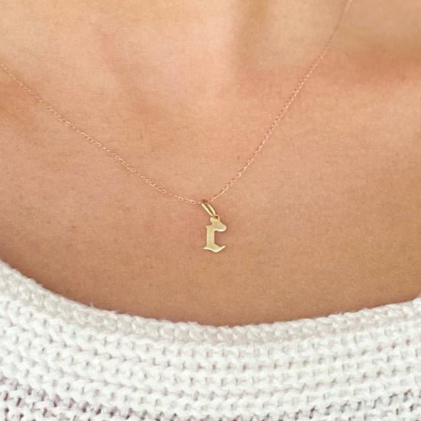 C - OLD ENGLISH INITIAL NECKLACE - 1/4"