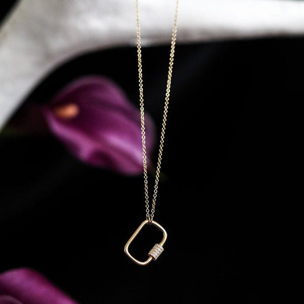 THEO  GOLD + DIAMOND CARABINER PAPERCLIP CHAIN  NECKLACE