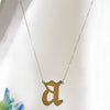 A - OLD ENGLISH INITIAL NECKLACE - CHAIN ATTACHED
