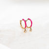 HAVEN  HOT PINK ENAMEL + DIAMOND DROP HUGGIES