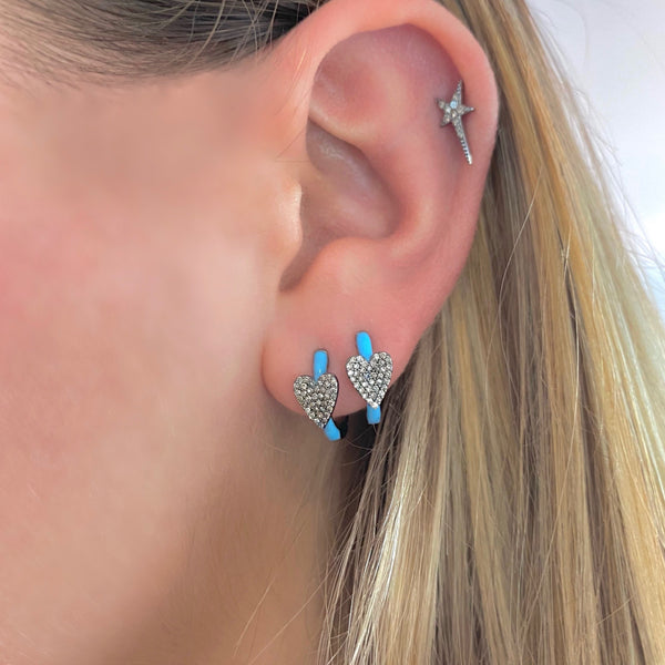 NANCY TURQUOISE HEART ENAMEL HUGGIES
