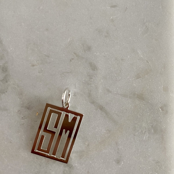 RECTANGULAR TWO CUSTOM INITIAL PENDANT