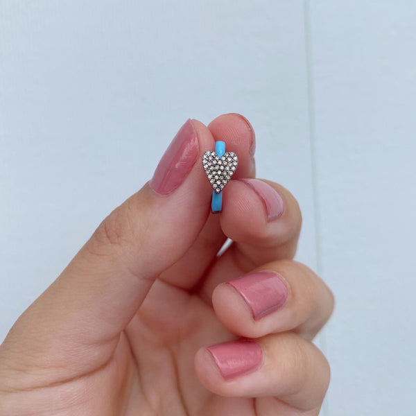 NANCY TURQUOISE HEART ENAMEL HUGGIES