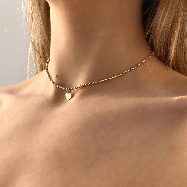 BLAIR 2MM BEADED HEART NECKALCE